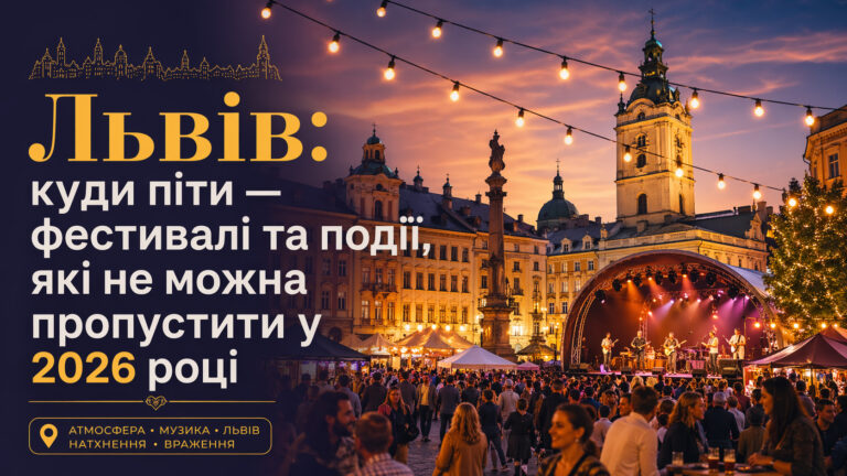 Афіша про фестивалі та події у Львові 2026 року з вечірньою сценою